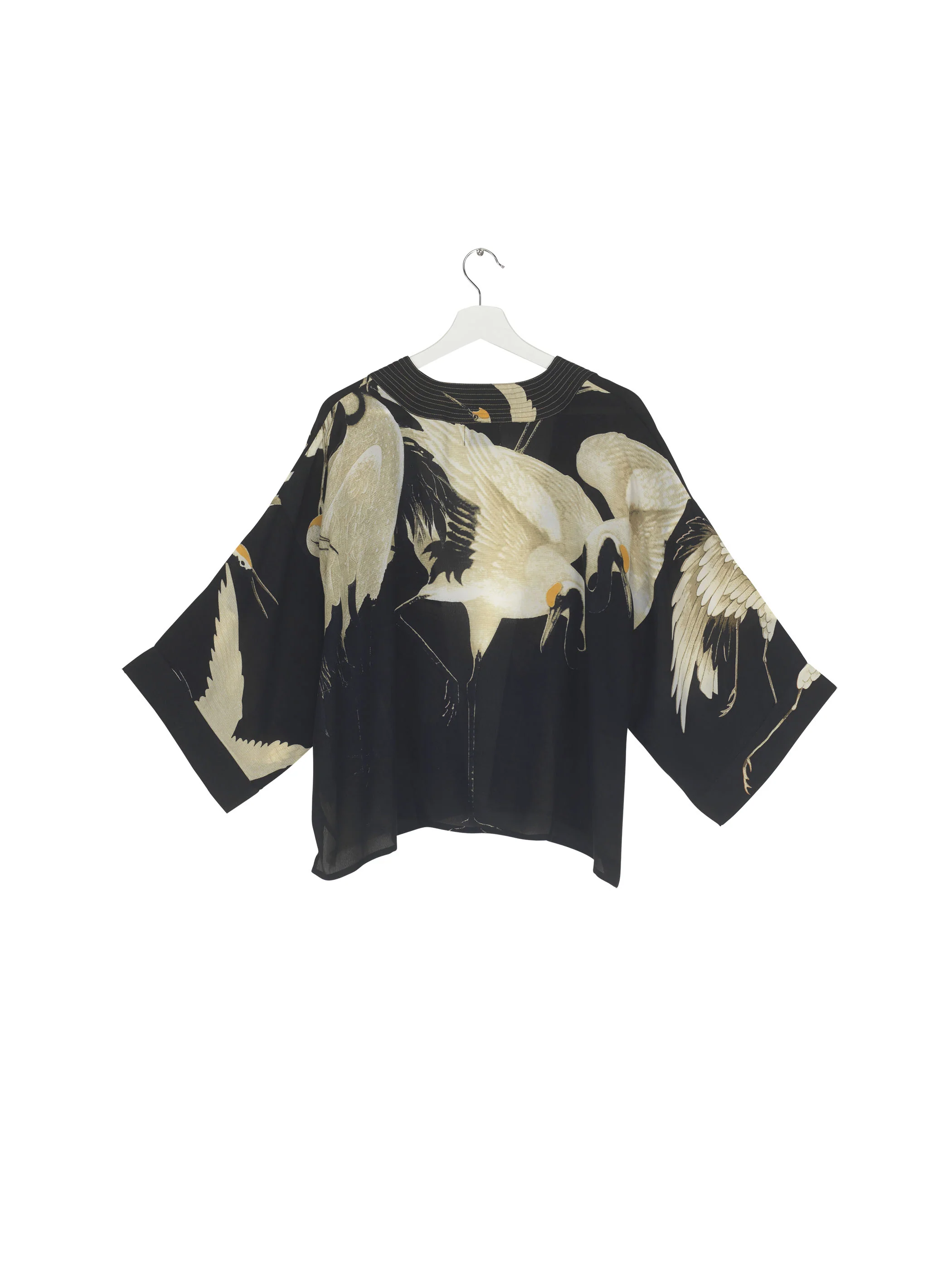 Stork Black Crepe Kimono - Image 7